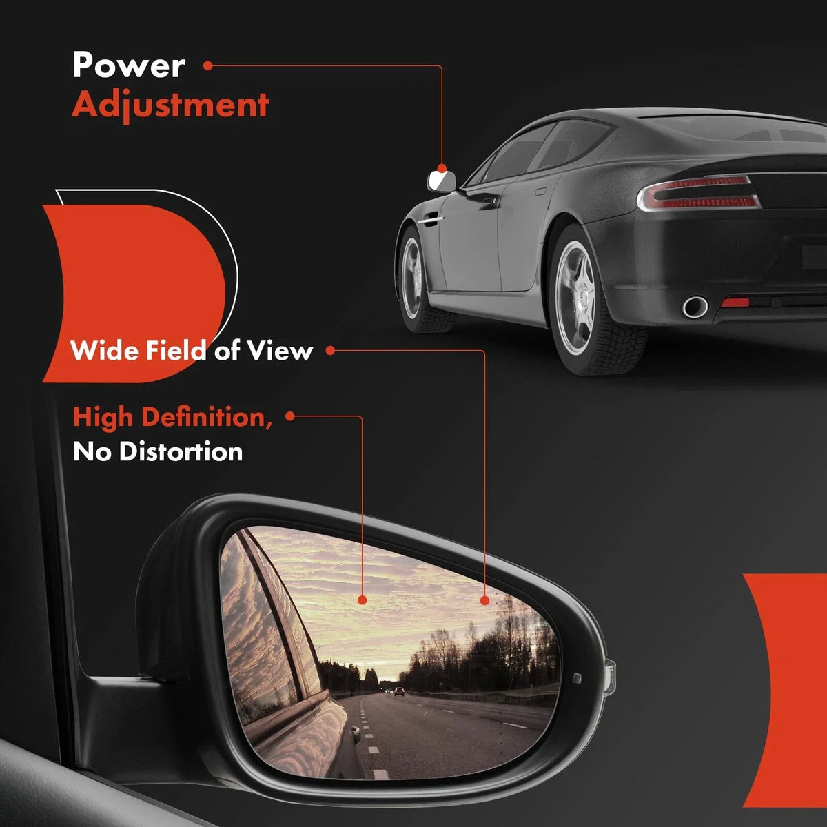 Manual Folding Driver Side Power Mirror for Honda Civic 2016-2021