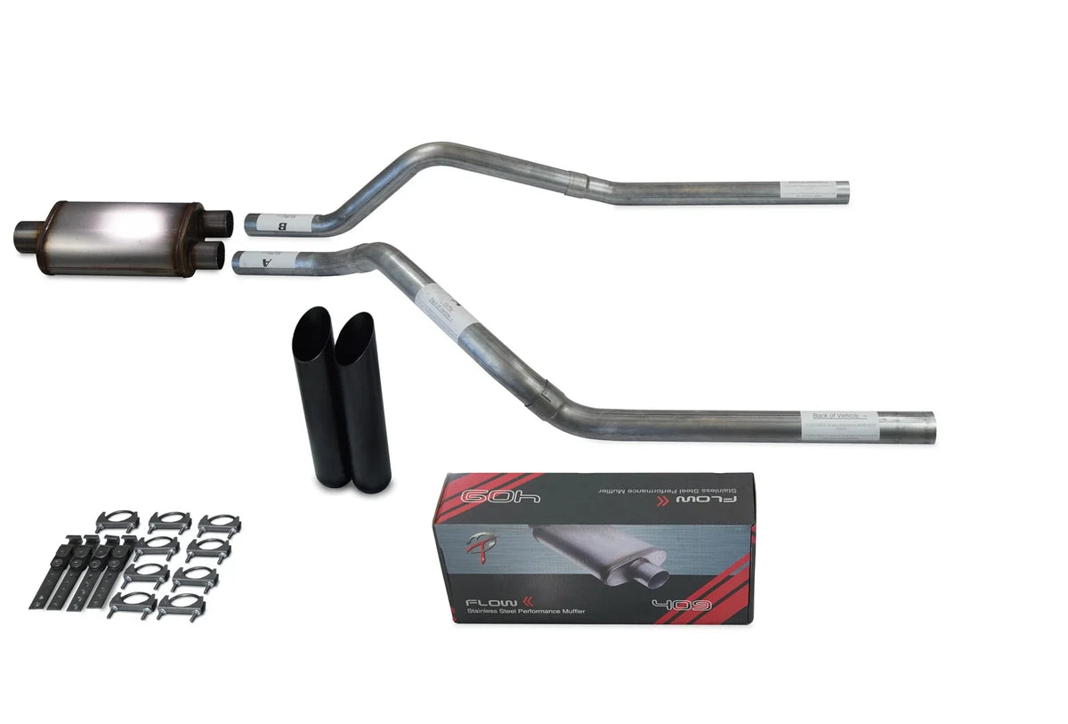 Dual Exhaust Muffler 2.5" for GMC Jimmy (2000–2004) - Flow II, Black Tip