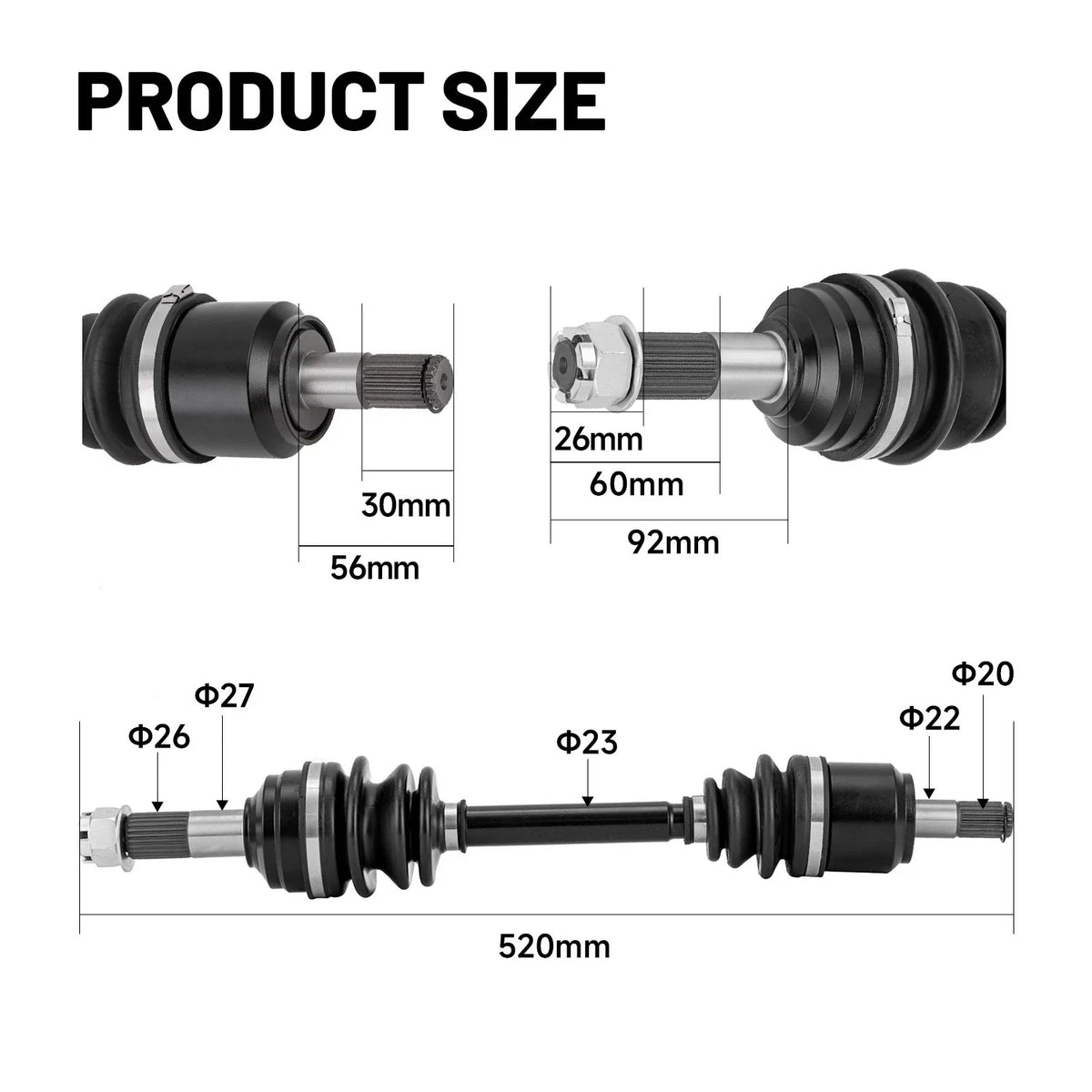 CV Axles - Set of 2 for Honda FourTrax (44220-HR3-W51, 44220-HR3-A21)