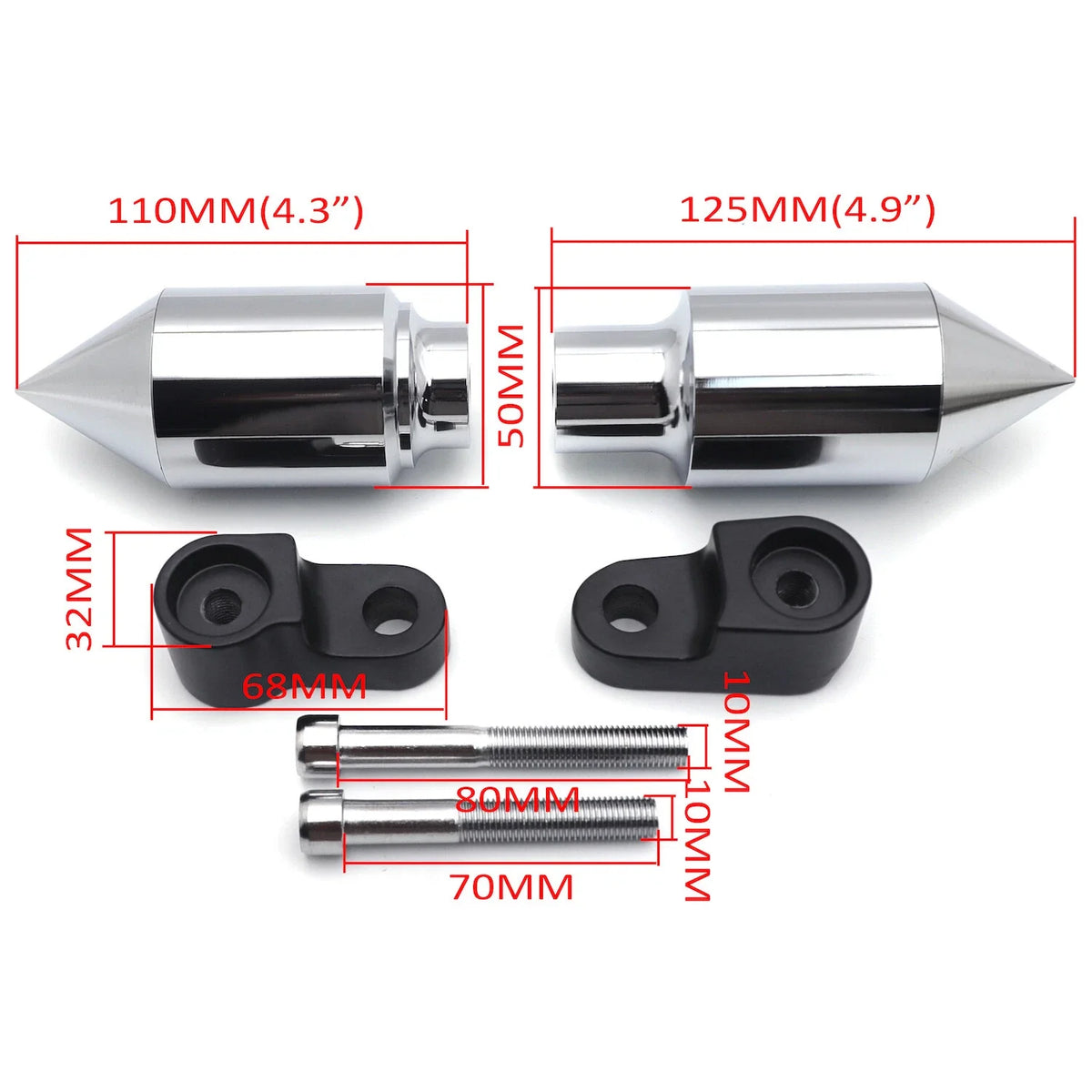 Chrome Spike Frame Slider Crash Protector for Honda CBR 600RR (2007–2008)