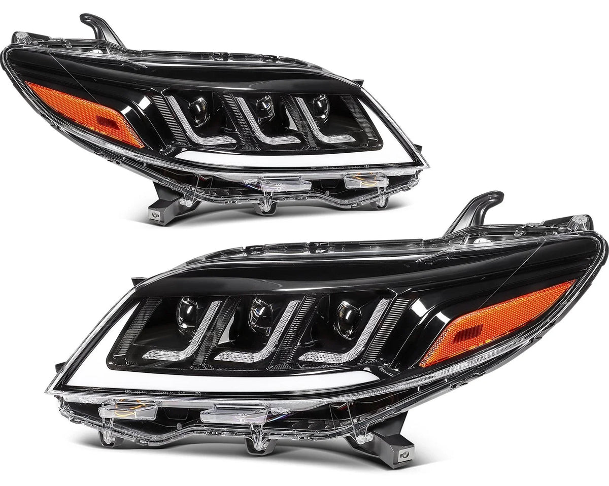 LED Headlight Assemblies (2X) for Toyota Sienna 2011-2020 - Black