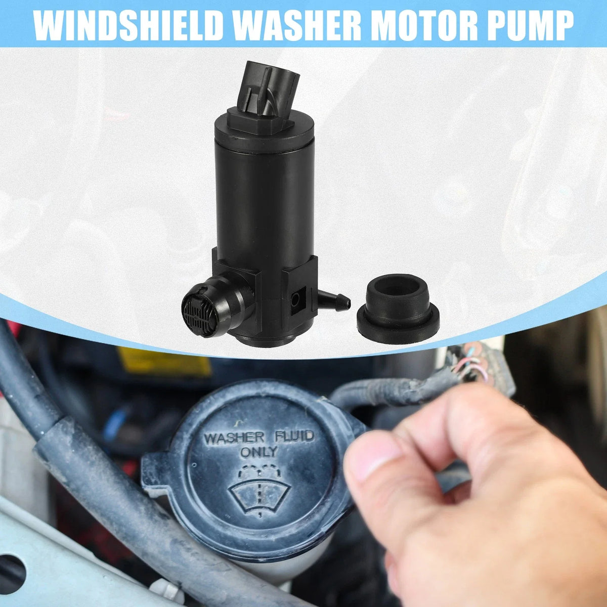 Windshield Washer Motor Pump for Kia Cadenza (2014–2019) 98510-C1000 Black