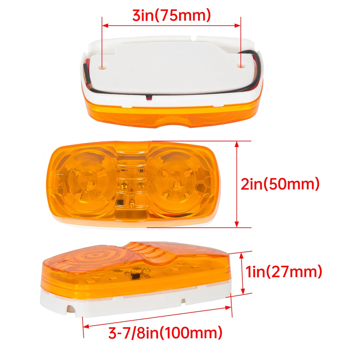 4X Amber LED Side Marker Lights for Trailer (10 Diodes)