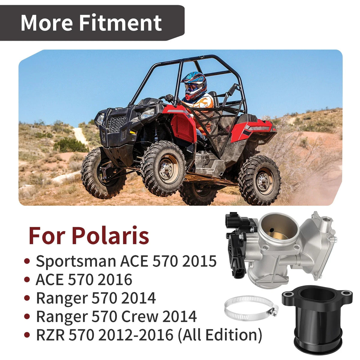 Throttle Body 1205098 with Adapter for 2015-2016 Polaris ACE 570