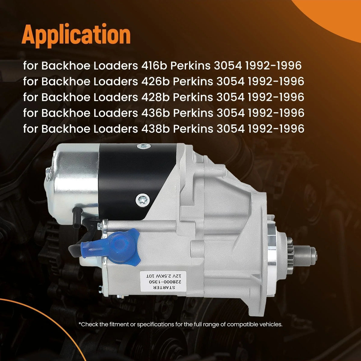 Starter 2.7KW for Perkins 3054 Backhoe Loaders (1992-1996) 0R4316