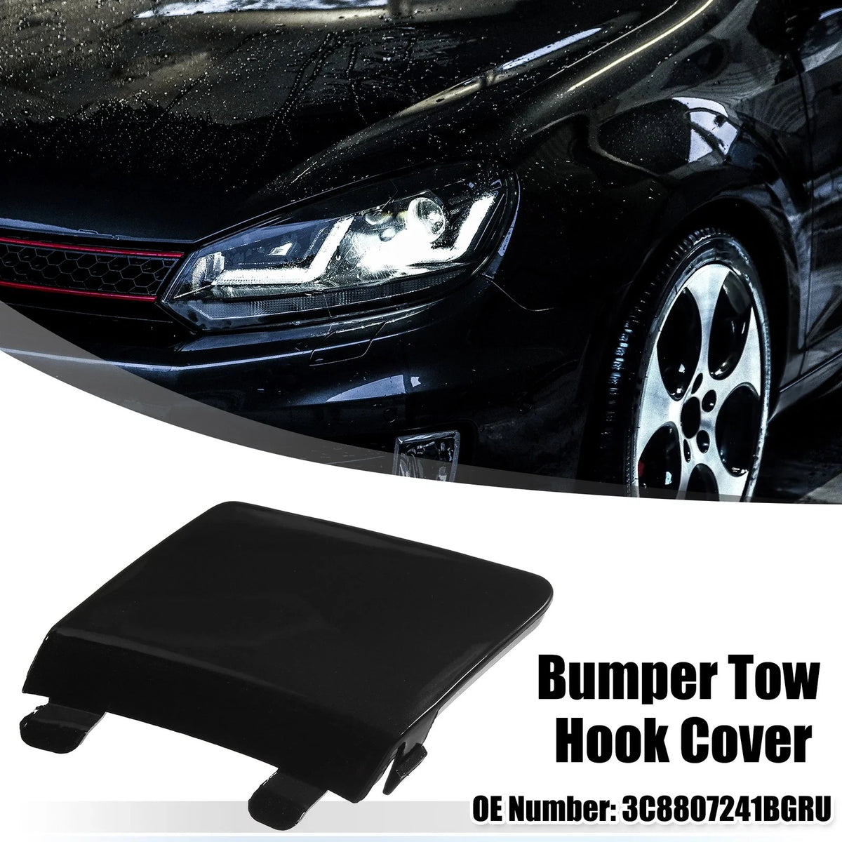 Tow Hook Cover for Volkswagen (Black) (Part No. 786527799138)