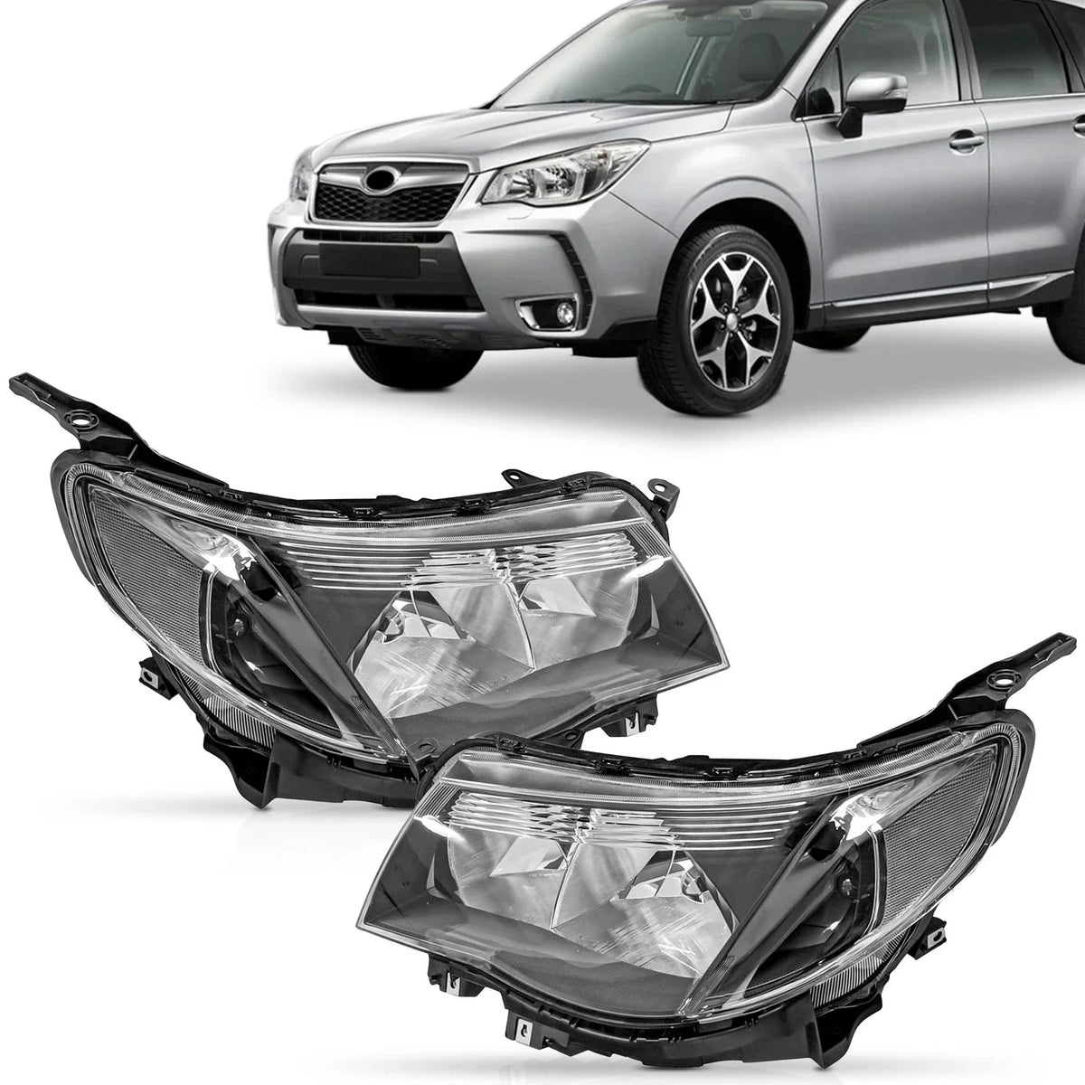 Headlight Assembly Set for Subaru Forester (2009–2013) Halogen Black