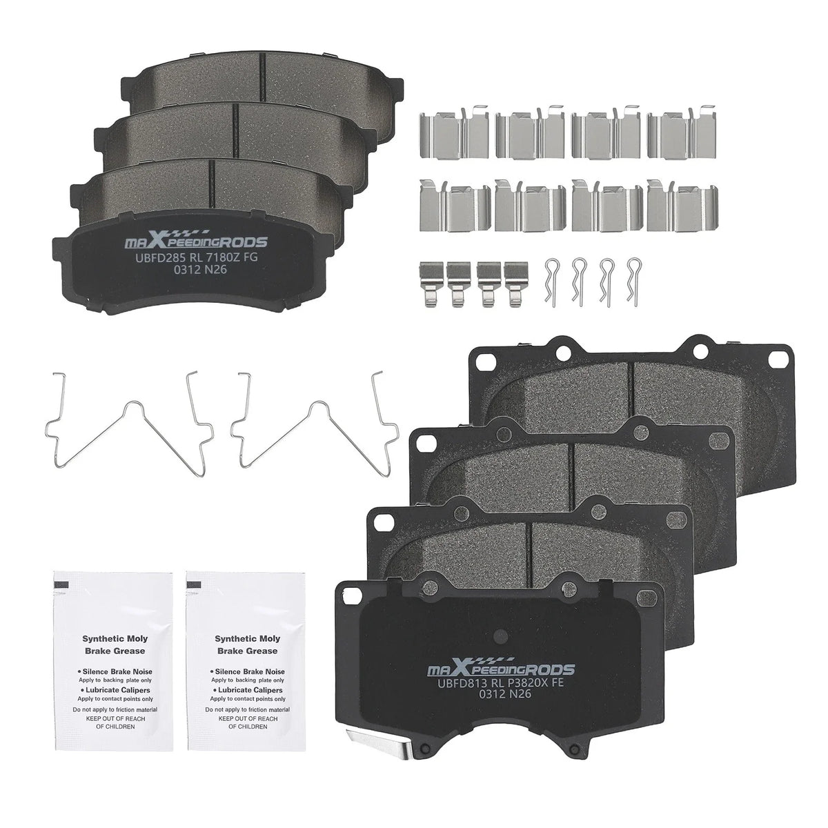 Front & Rear Ceramic Brake Pads Kit for Lexus GX470 (2003–2009), Toyota Sequoia (2001–2007)
