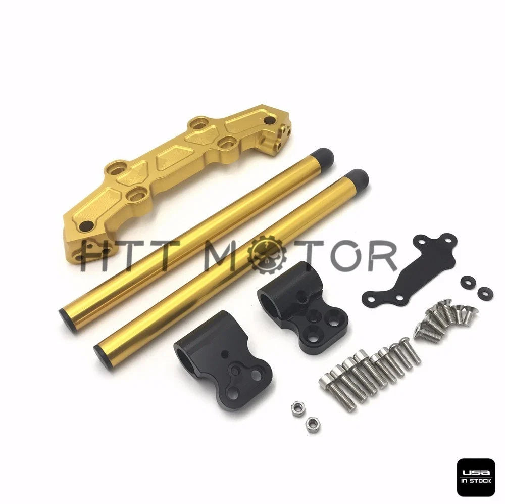 Handlebars Set with Clip-On Adapter Plate for Yamaha MT-09 FZ-09 2013-2016 Gold