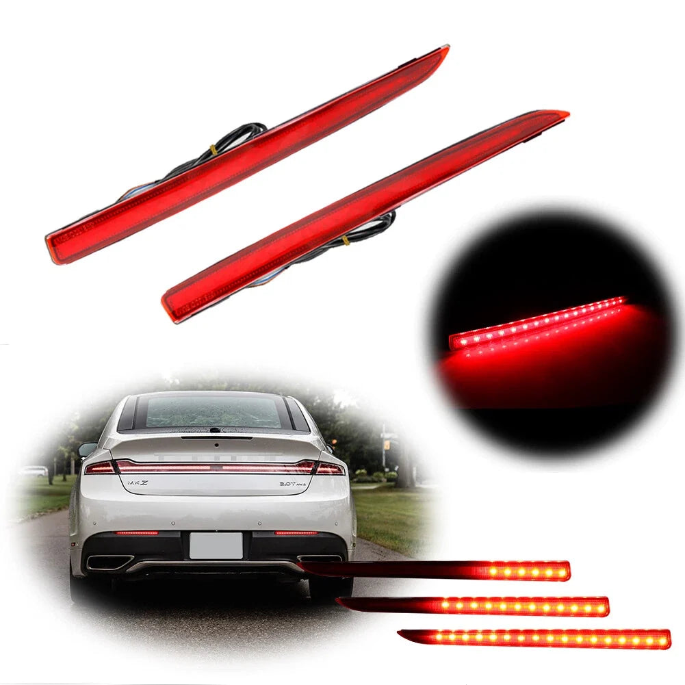Red LED Rear Bumper with Sequential Tail Lights for Lincoln MKZ (2013–2020)