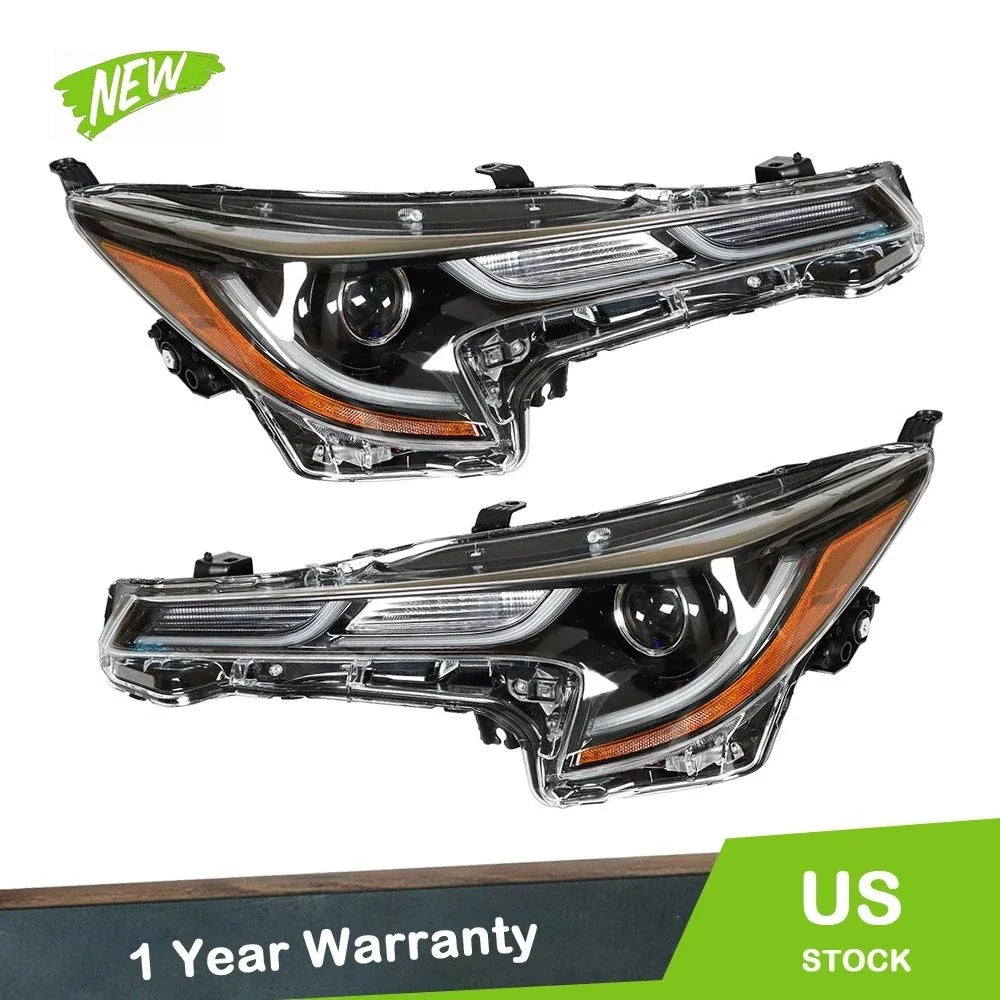 Replacement Headlight Set for Toyota Corolla (2020–2021) Black Halogen Clear