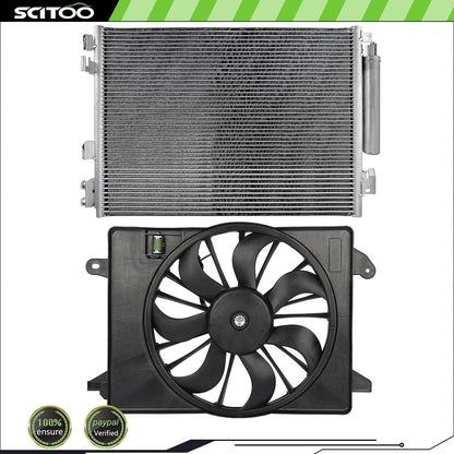 AC Condenser with Cooling Fan Assembly Kit for Dodge Charger 2011-2020