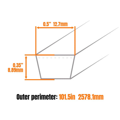 Deck Belt for Craftsman 598559101 532429636 429636 (1/2" X 101.5")