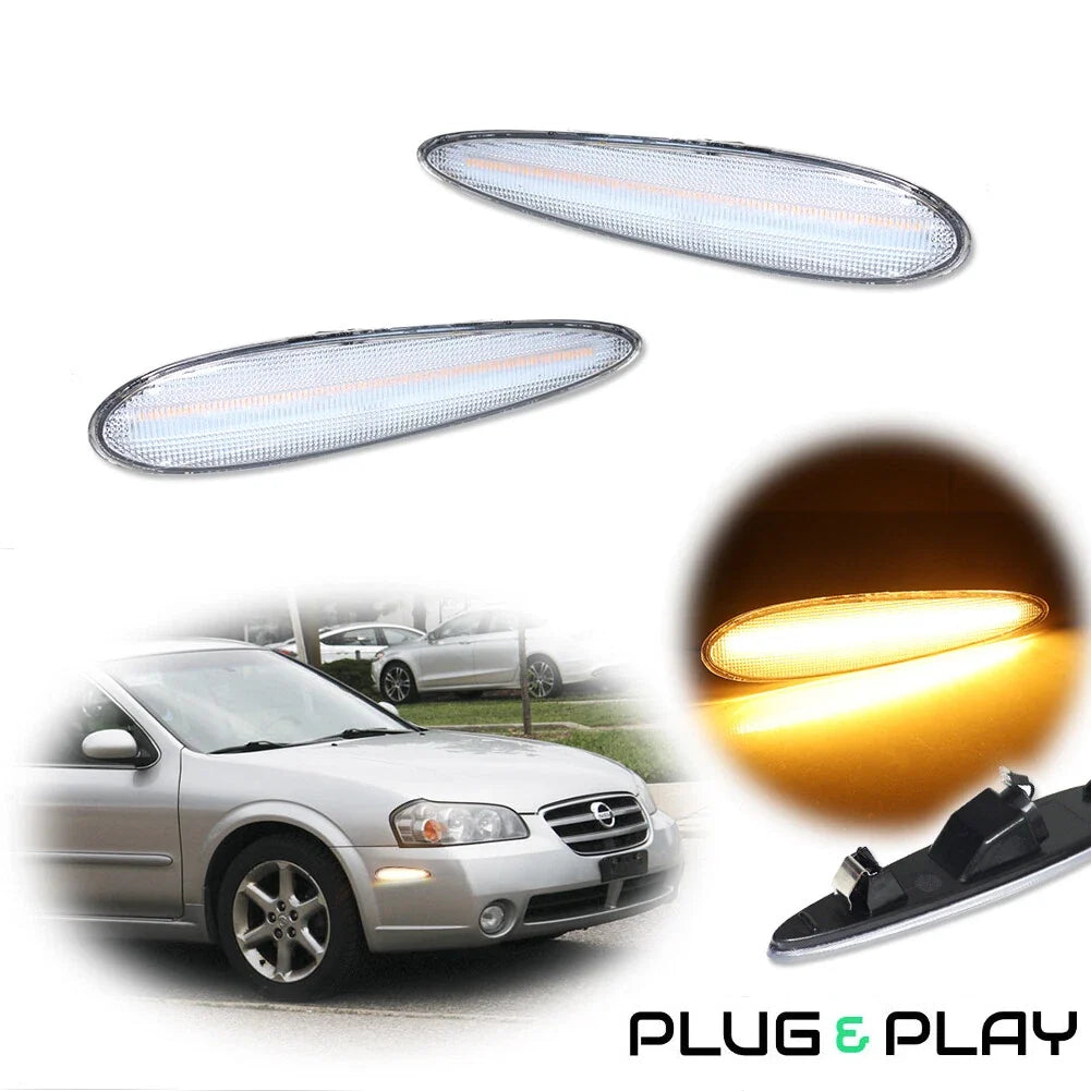 Clear Amber LED Front Side Marker Lights for Nissan Maxima (2000–2003)