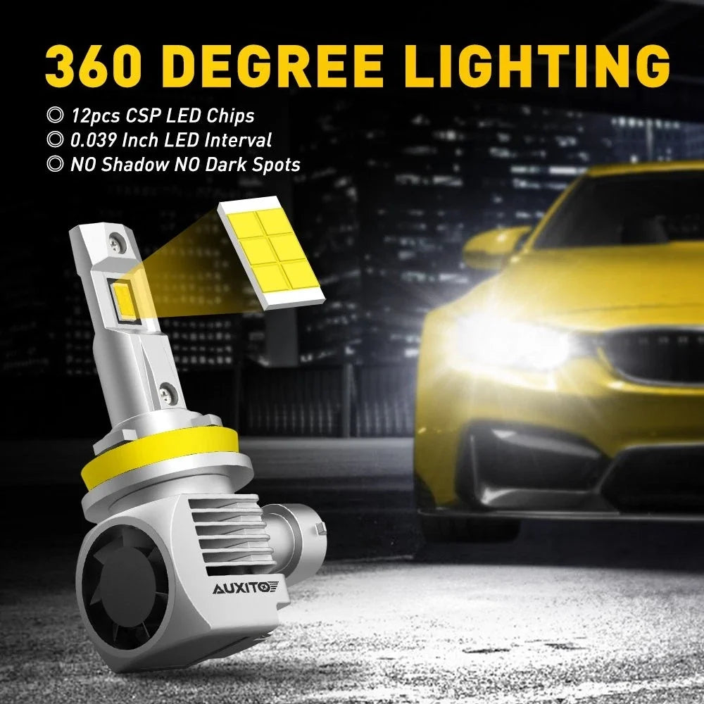 AUXITO H11 H8 H9 LED Headlight Kit for Various Vehicles (6000K)