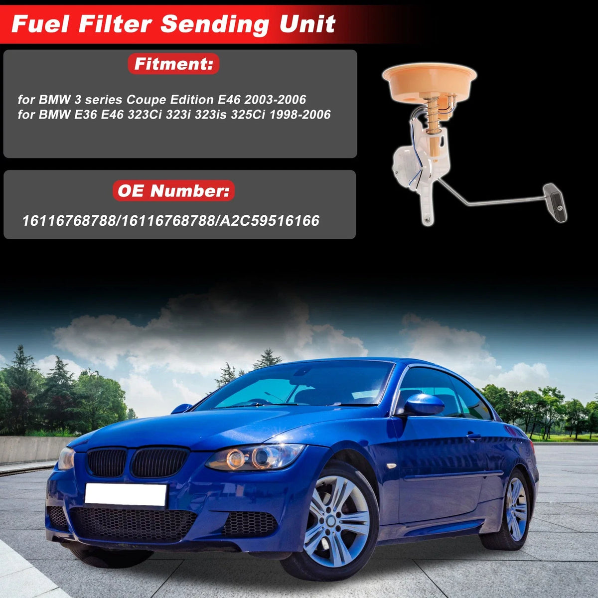 Fuel Filter for BMW 3 Series Coupe E46 (2003–2006) 16116768788 Metal Plastic