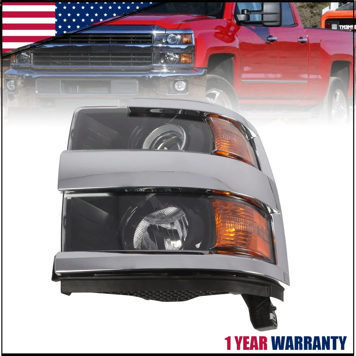 2015-2019 Chevy Silverado 2500HD/3500HD Driver Side Halogen Headlight