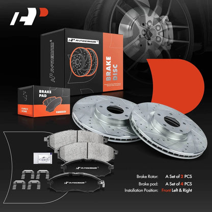 Front Brake Rotors (Drilled) & Ceramic Pads for Nissan Murano 2011-2014