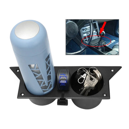 Aluminum Ash Tray Center Cup Holder with USB Charger for Chevy Camaro (1982–1992)
