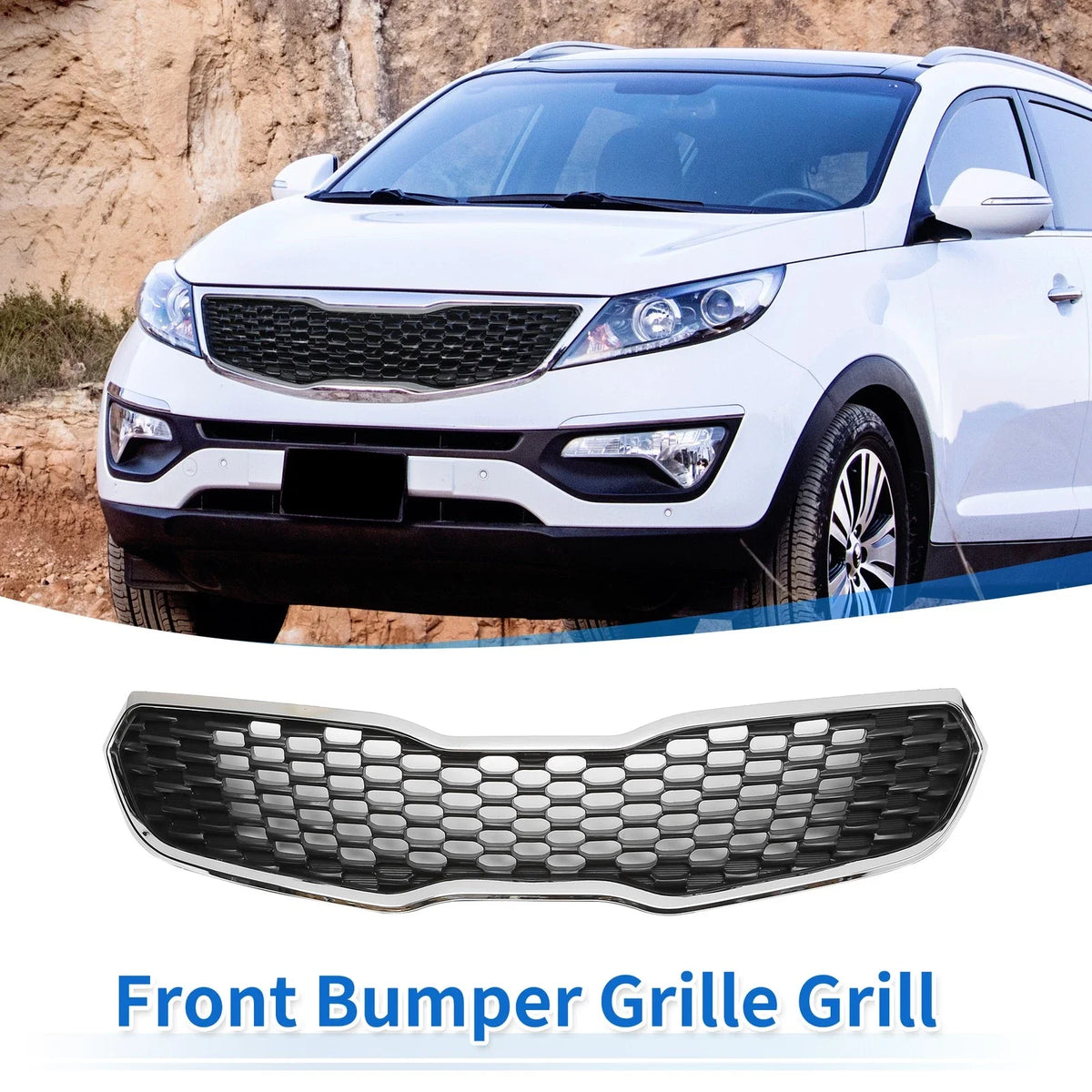Front Upper Bumper Grille Grill for Kia Forte (2014–2016) No.86350-A7000 Black