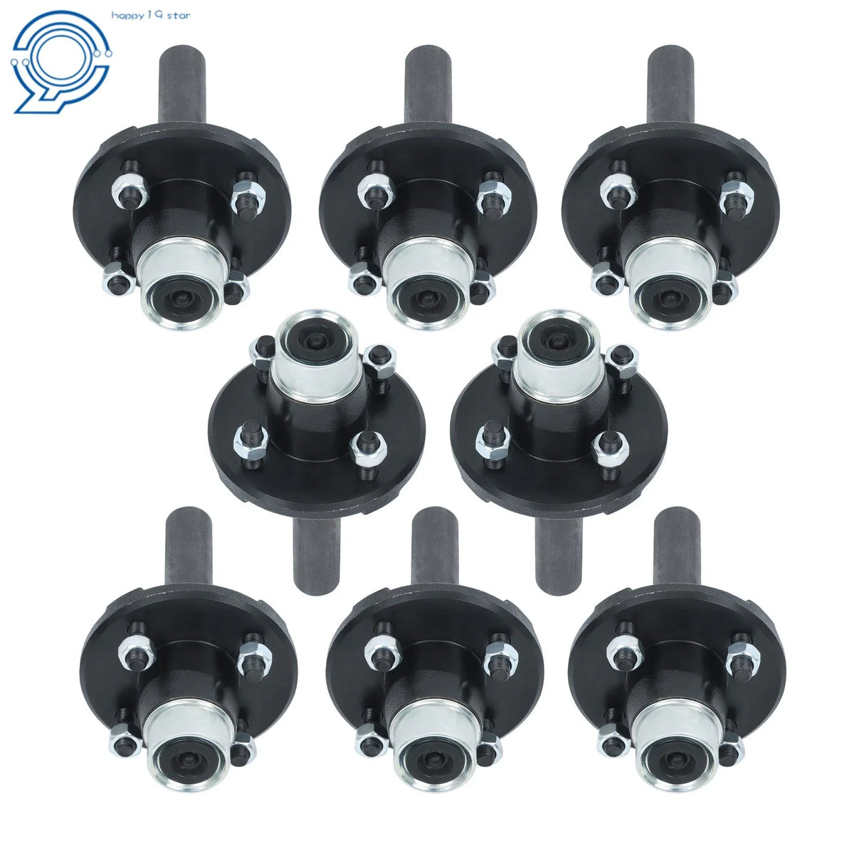 8-Pack Trailer Axle Kit for 4 on 4" Bolt Idler (1" Hub, Round Spindle)