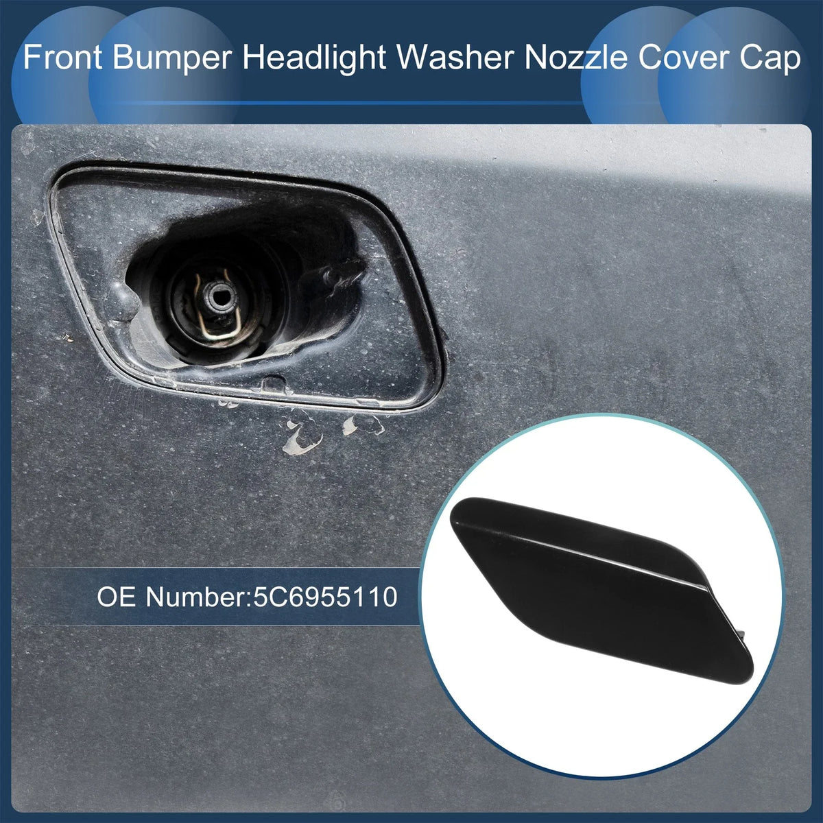 Front Right Washer Nozzle Cover Cap for Volkswagen Jetta (2011–2014)