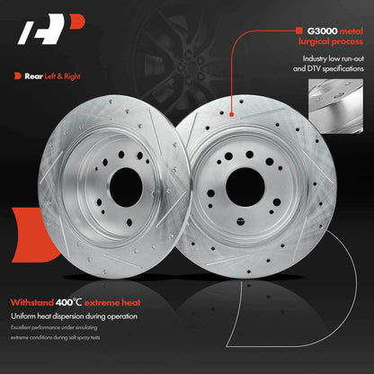 Ceramic Pad Set and Rear Drilled Rotors for Acura TL 2004-2008