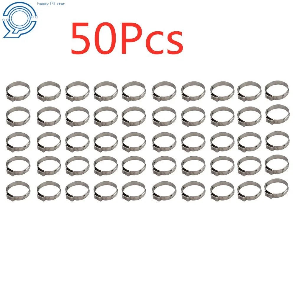 Set of 50 Stainless Steel Clamp Cinch Rings for Tubing