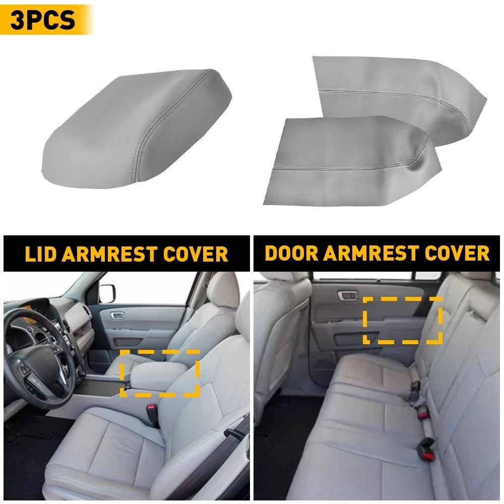 Center Console Lid with Door Panel Armrest Covers for Honda Pilot 2016-2023