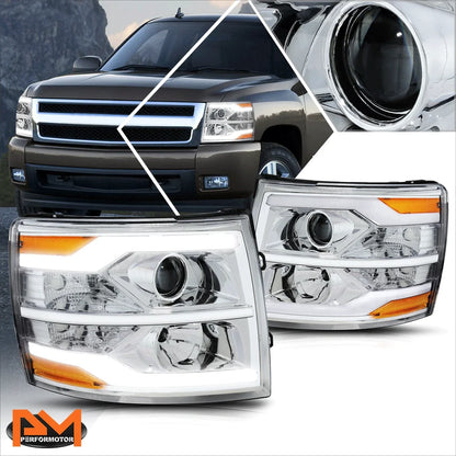 Projector Headlight with Dual LED DRL Bar for 2007–2014 Chevy Silverado