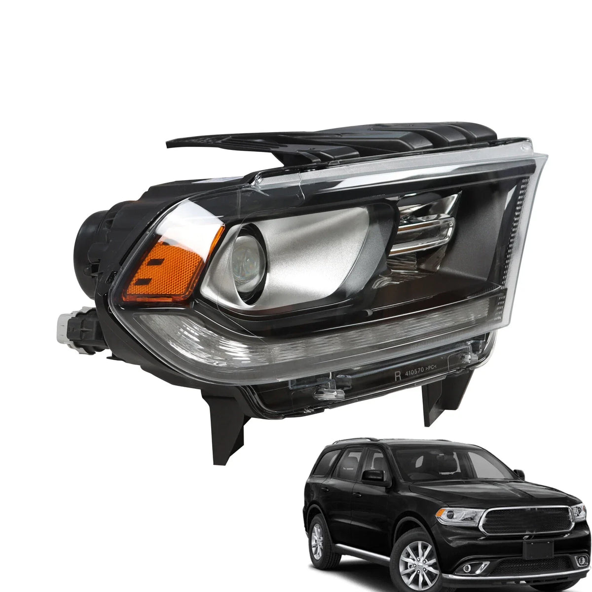 Headlight for Dodge Durango (2016–2020) Right Passenger Black HID LED DRL