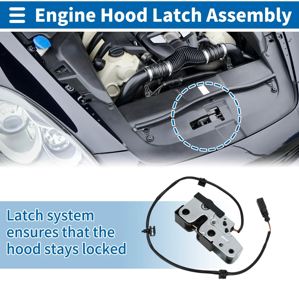 Hood Latch Assembly for Volkswagen GTI (2006–2008) 1K1823509E