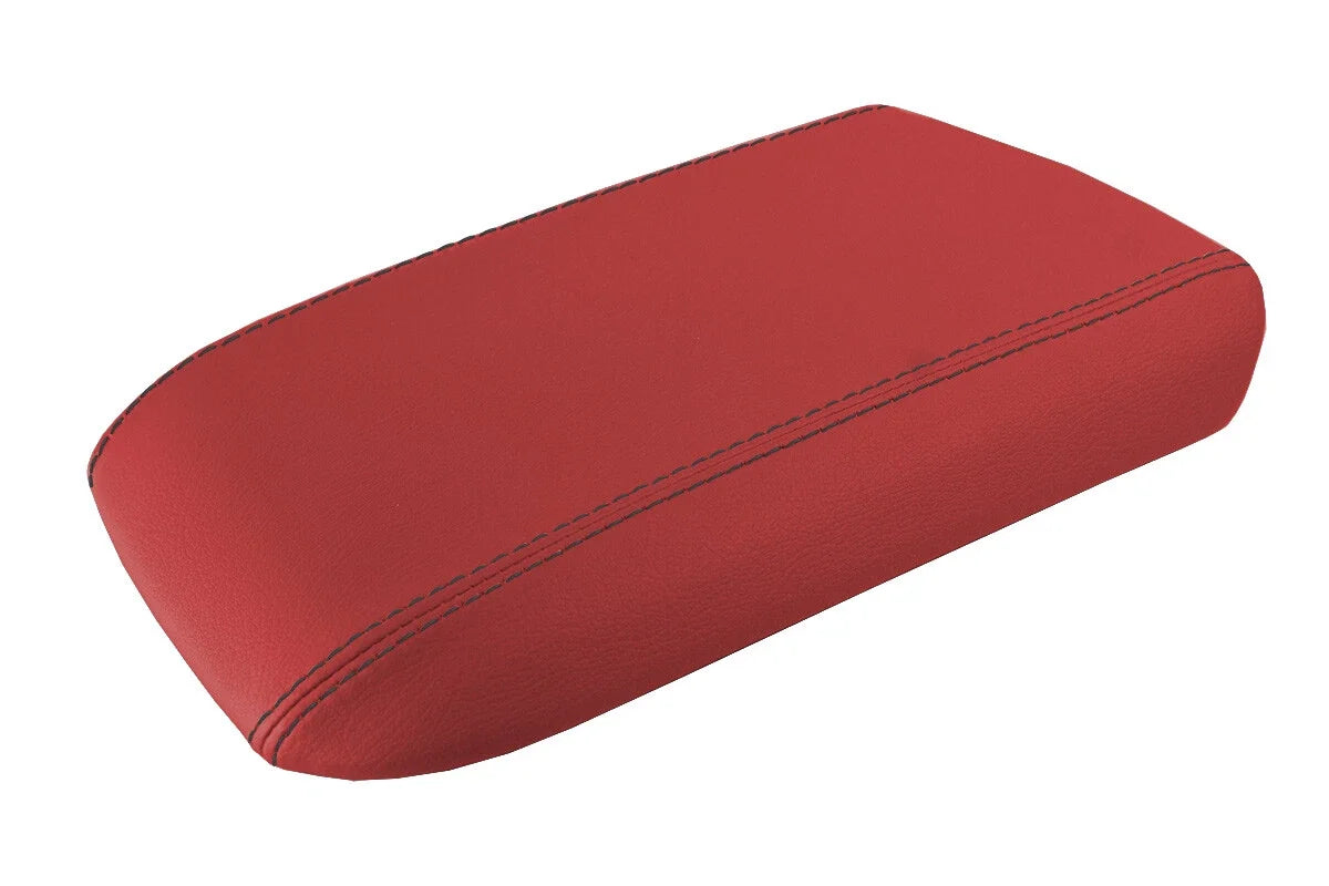 Console Lid Pull Over Cover Leather for Ford Mustang (2005–2009) Red Black Stitch