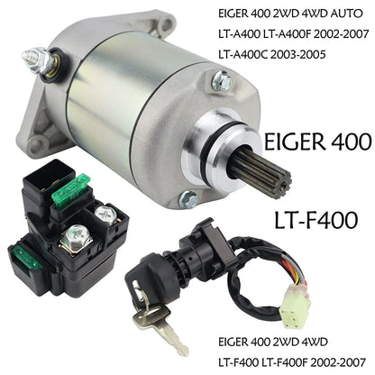 2003-2005 Suzuki Eiger 400 4WD Starter with Relay & Key Switch