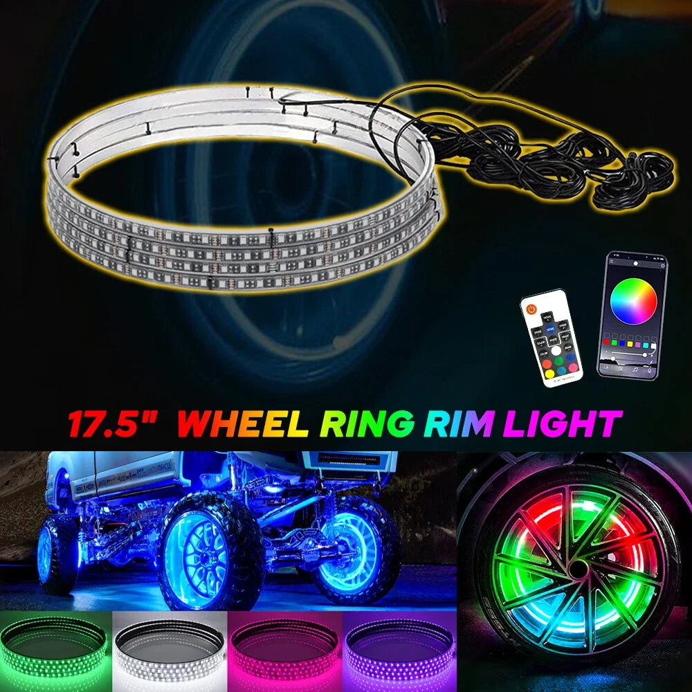 2X Wheel Ring Lights RGBW LED for Car Truck Rim Illumination (MICTUNING)