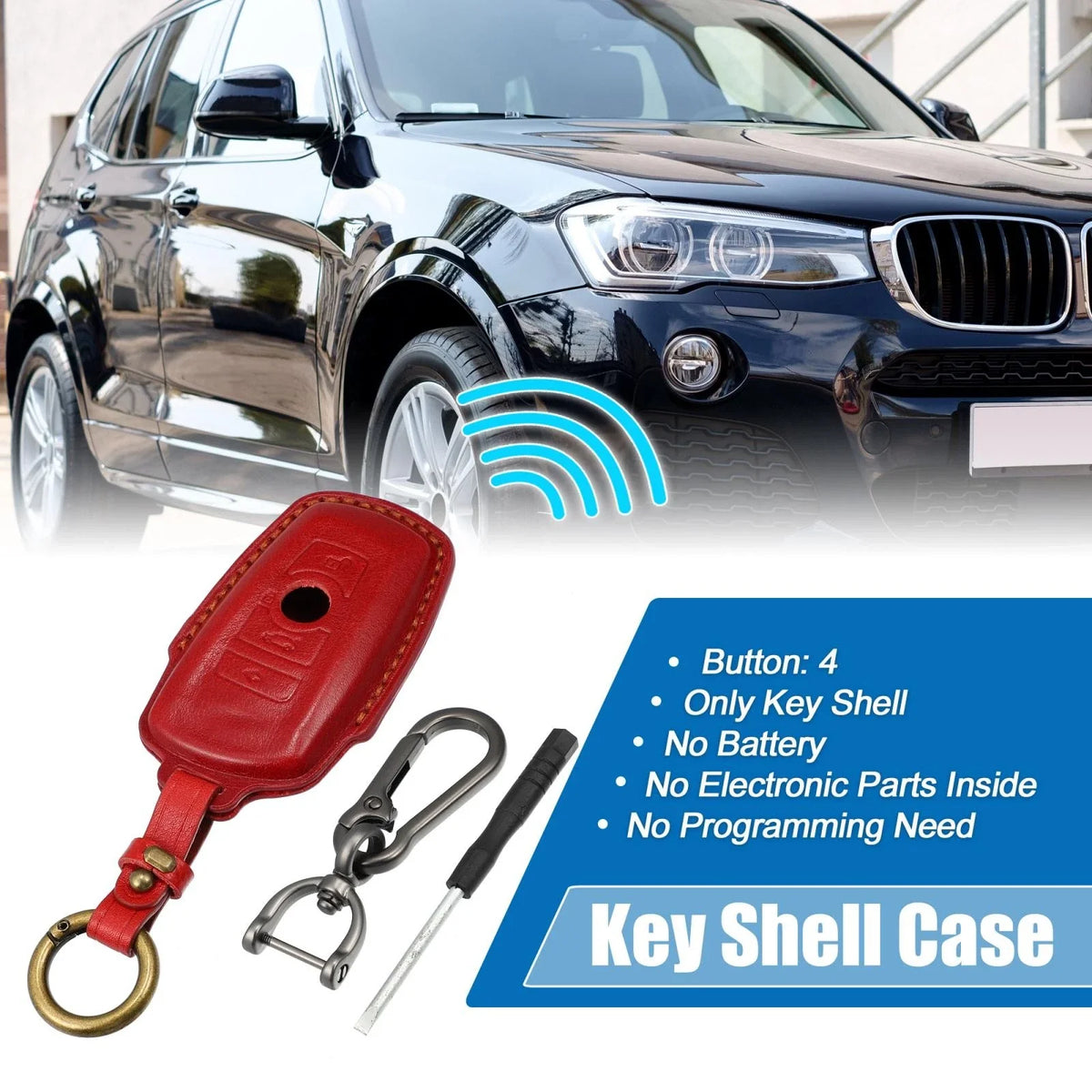 Car Remote Key Fob Case Cover 4 Button for BMW  - Blue