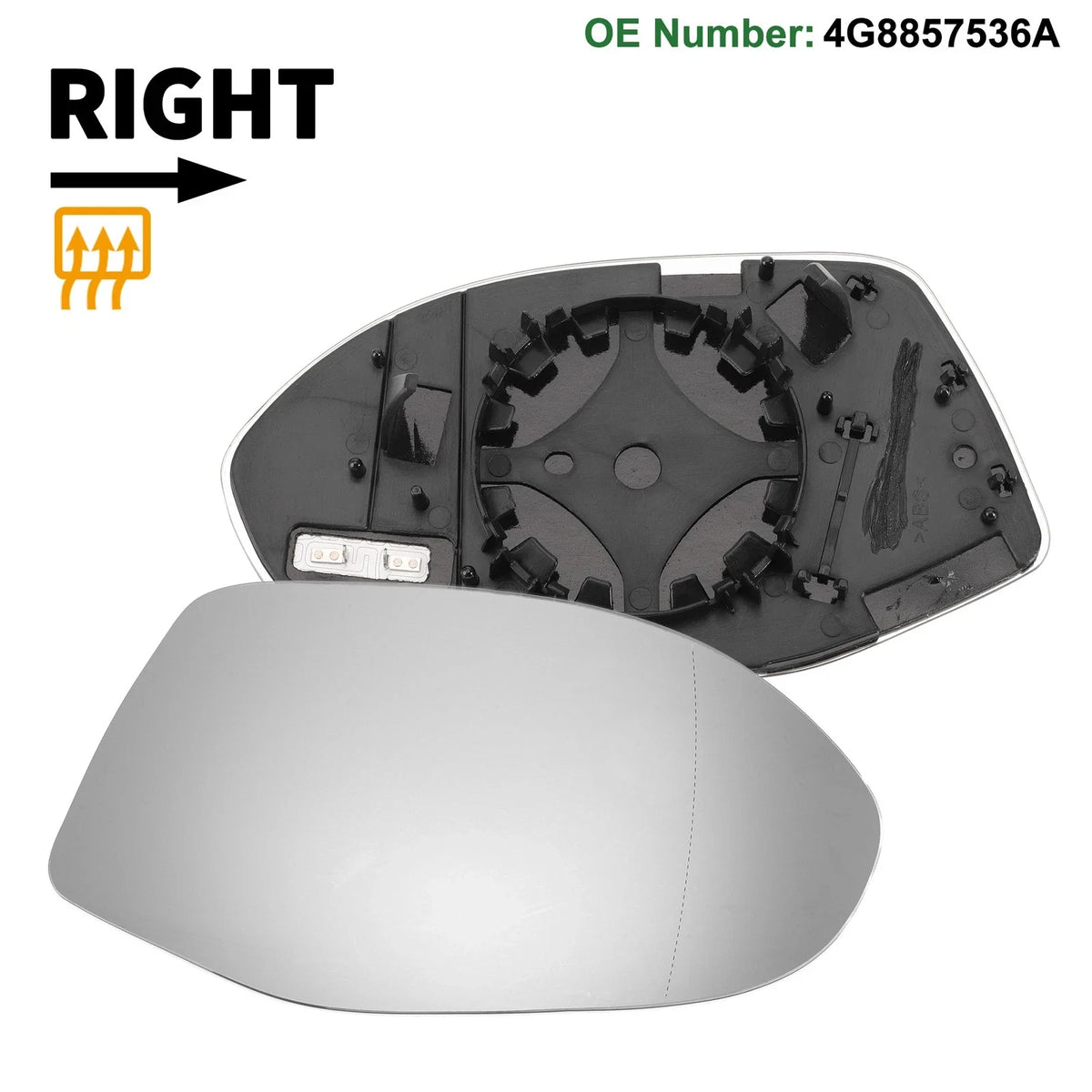 Heated Right Side Mirror Glass for Audi A7 (2010–2018)