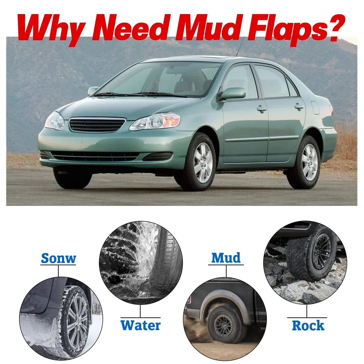 Splash Guards Mud Flaps for Toyota Corolla (2003–2008) - Set of 4