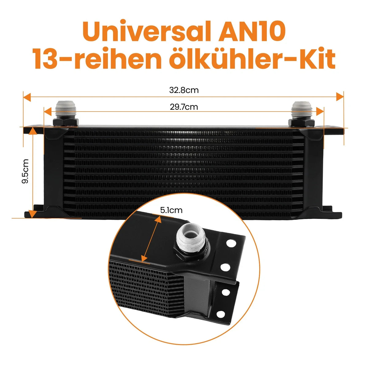 13 Row Oil Cooler Kit with Filter Relocation for Universal Fitment