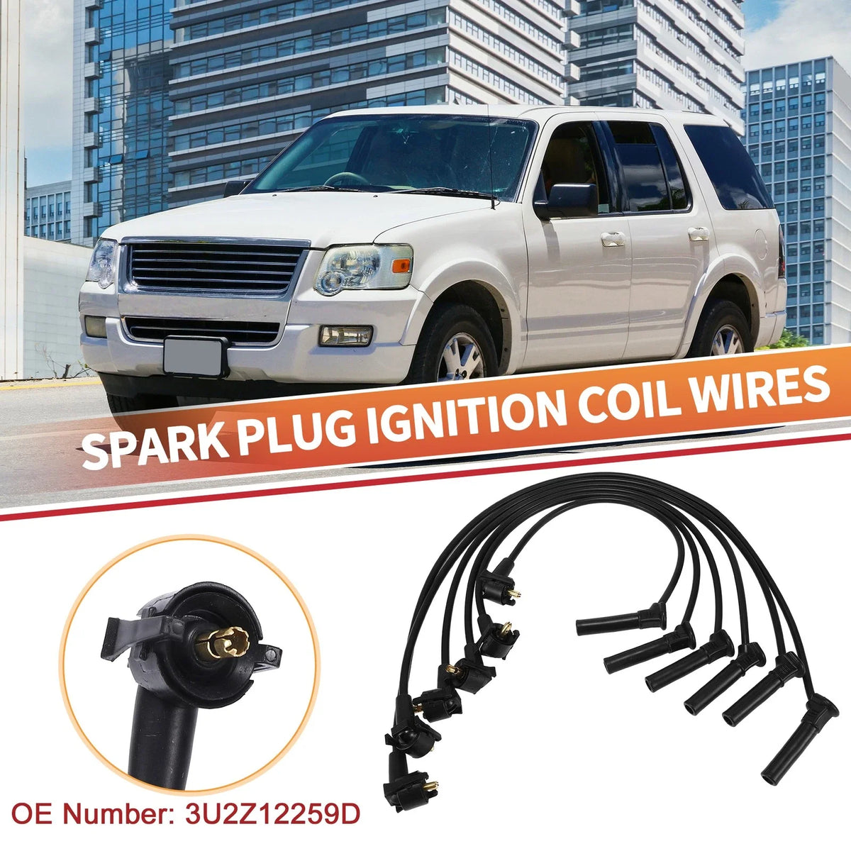 Set of 6 Spark Plug Wire Ignition Coil Cables No.3U2Z12259D for Ford Explorer (2004–2010)