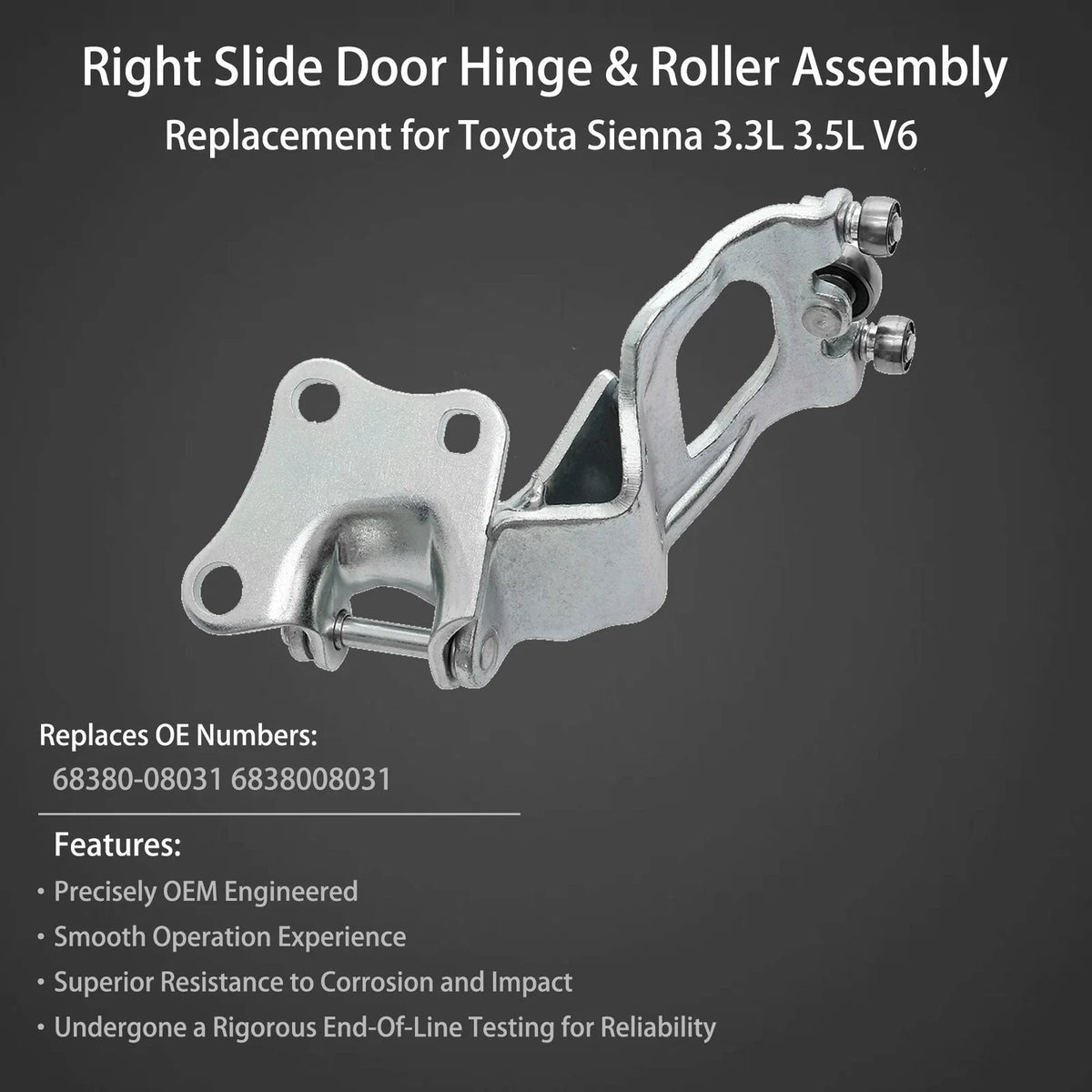Right Center Sliding Door Hinge & Roller for Toyota Sienna (2004–2010) 68380-08031