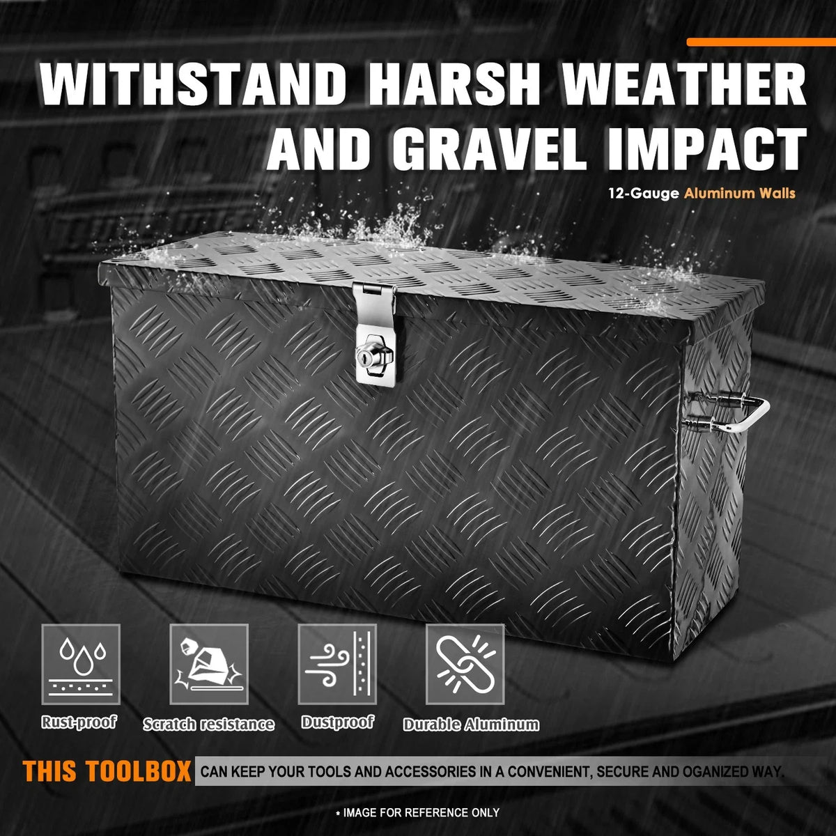 Truck Tool Box with Fixed Side Handles for (27"x9.4"x12.6")