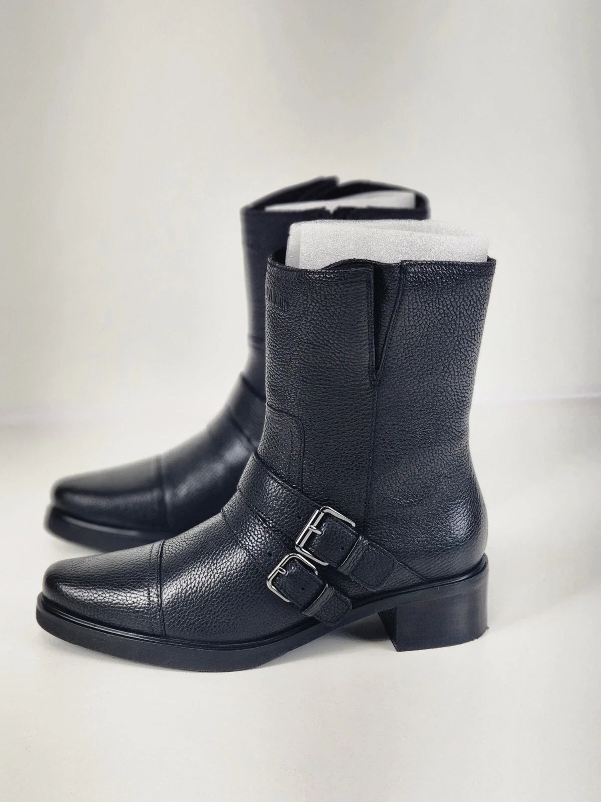 Women's Double Buckle Leather Motorcycle Boots for Harley-Davidson