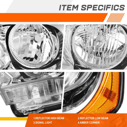 Headlight Assembly for Dodge Durango 2011-2013 - Chrome Replacement