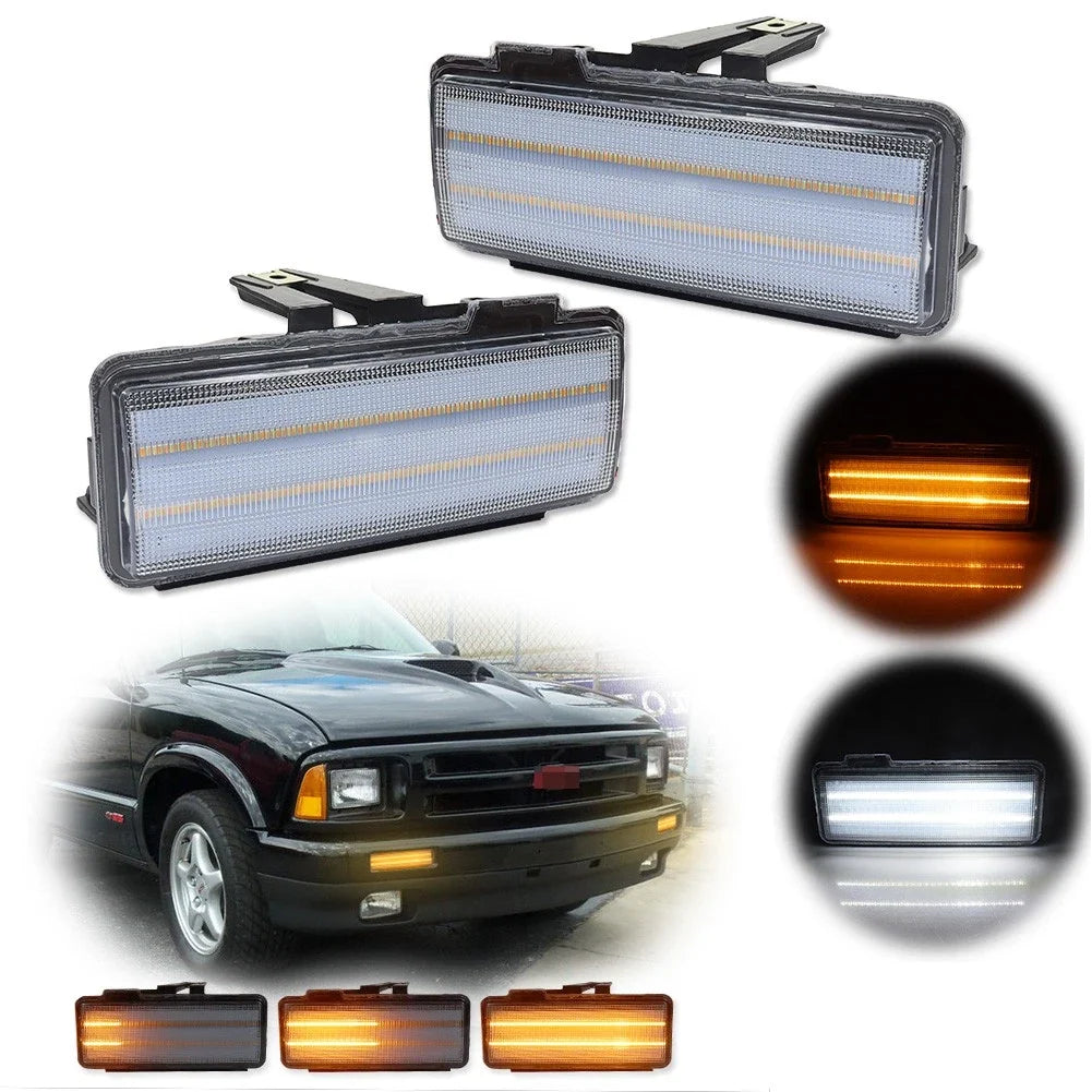 Clear Lens Switchback LED Signal Lights for Chevy S10 Blazer GMC Sonoma