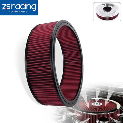 Reusable Cotton Gauze Air Filter Element - 14" x 4" Red Round