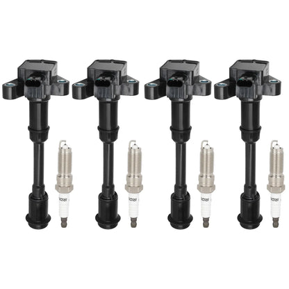 Set of 4 Ignition Coils & Spark Plugs for Ford Fiesta Fusion (2013–2019)