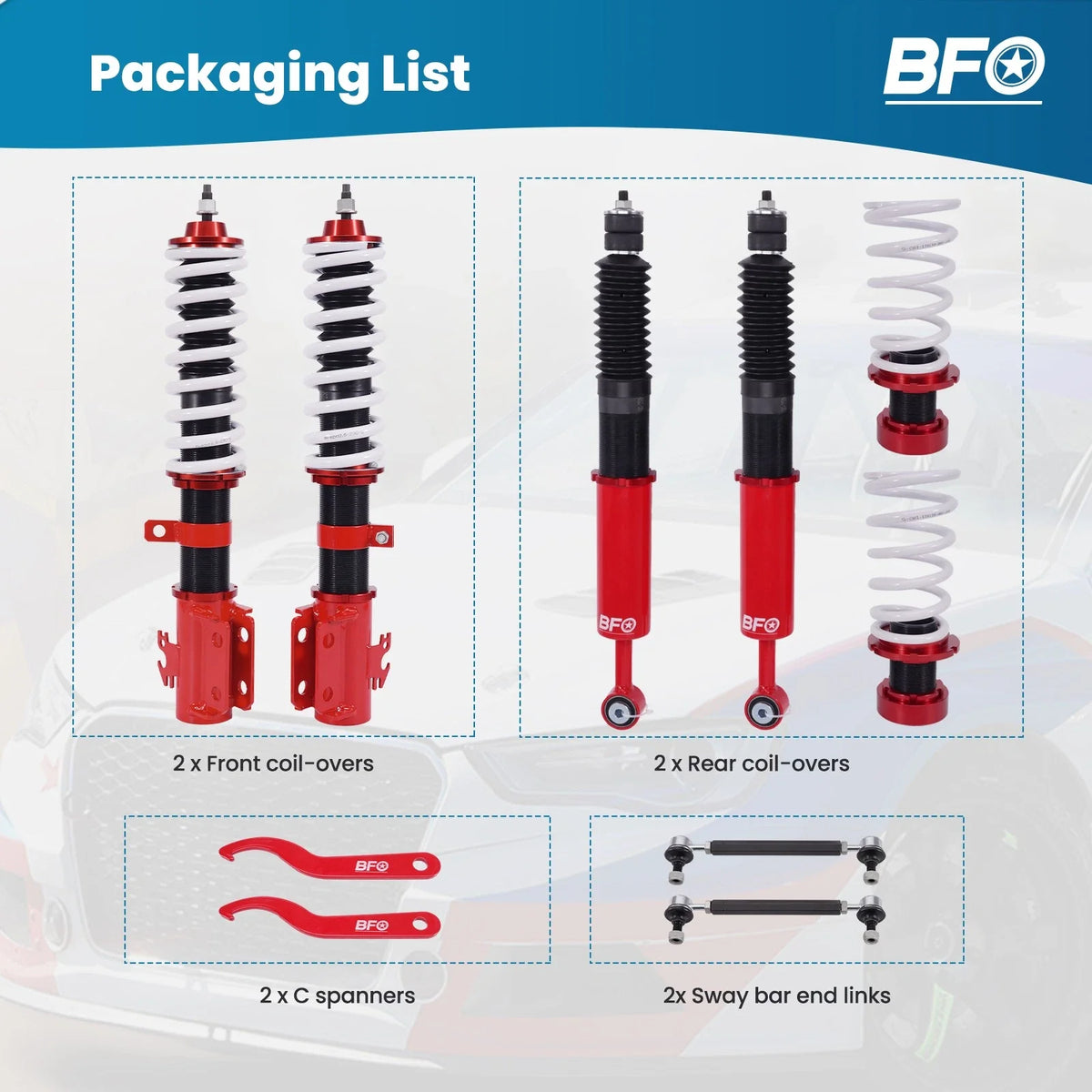 Low Adjustable Coilover Shock Strut Kit for 2007-2011 Toyota Yaris