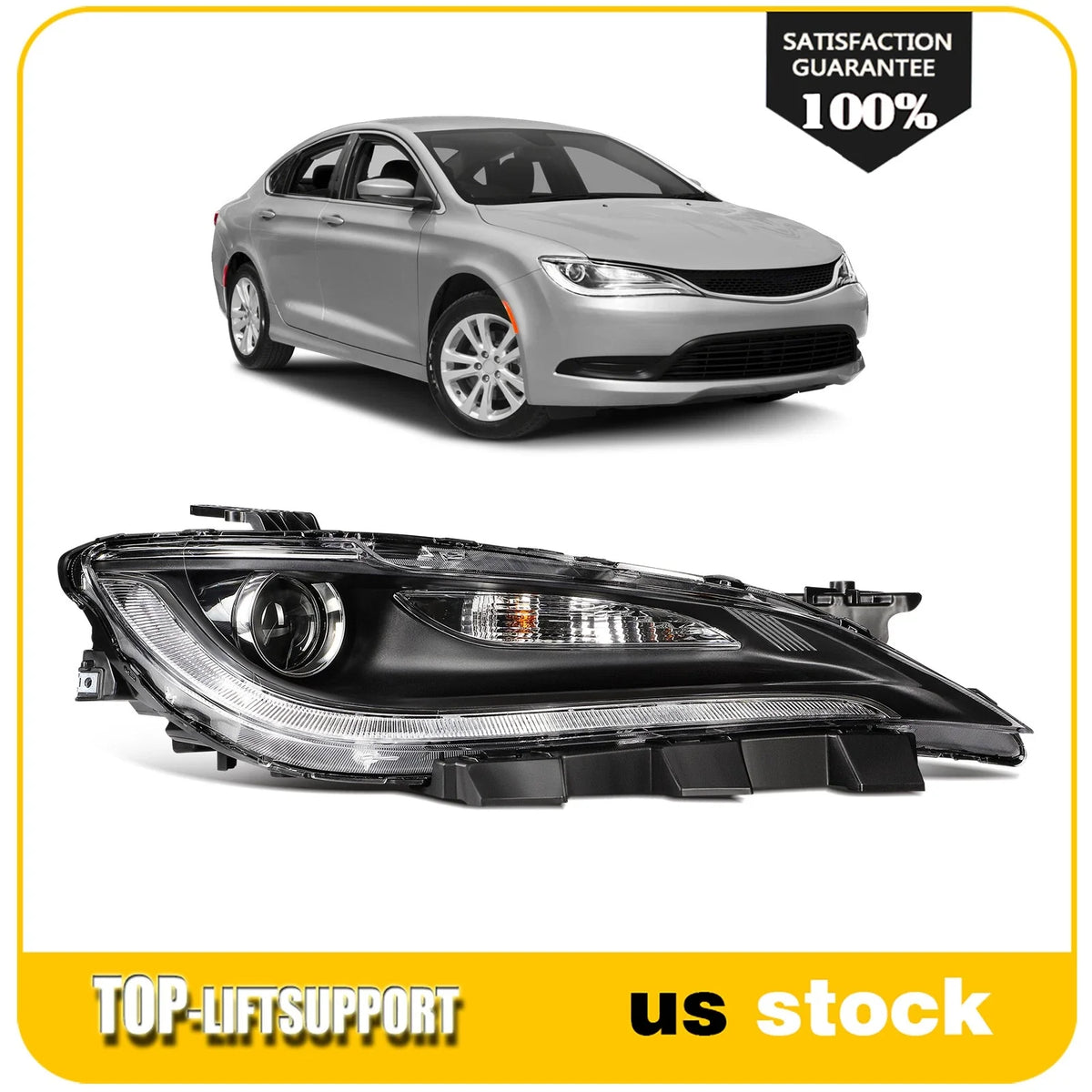 Right Side Halogen Headlight Projector for Chrysler 200 (2015–2017)