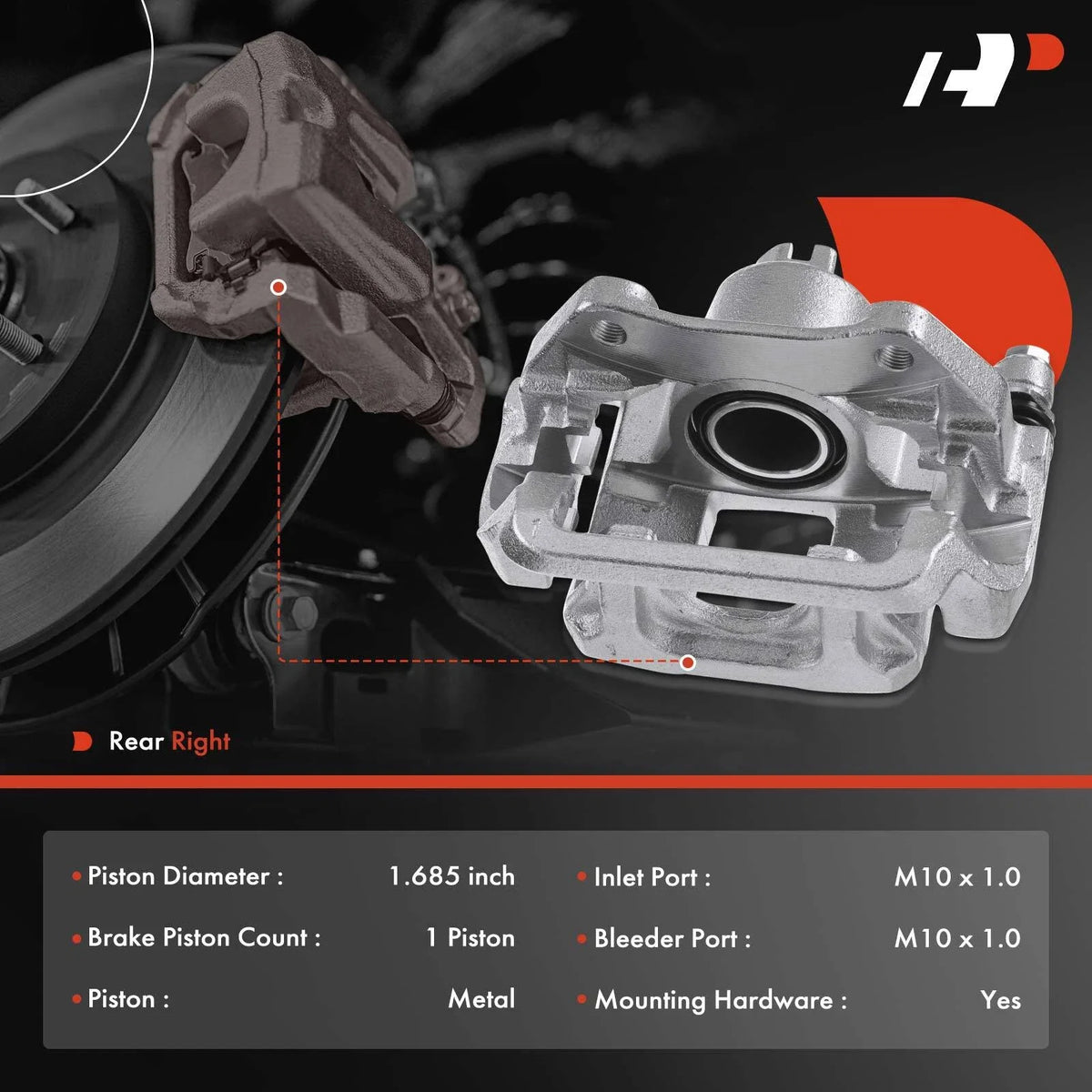 Rear Right Disc Brake Caliper for Honda Odyssey (2011-2017)